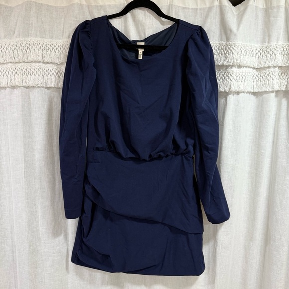 La Vie Rebecca Taylor French Terry Dress Navy Blue - Picture 4 of 10